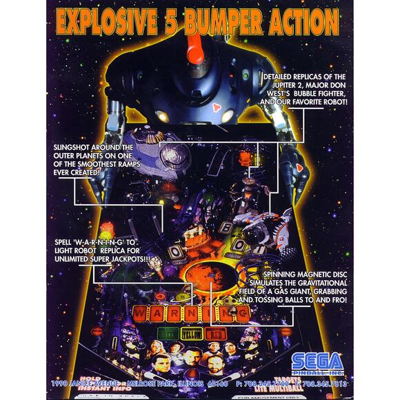 Lost In Space Pinball FLYER 1998 Original NOS Space Age Sci-Fi Art Matt LeBlanc - Picture 2 of 2